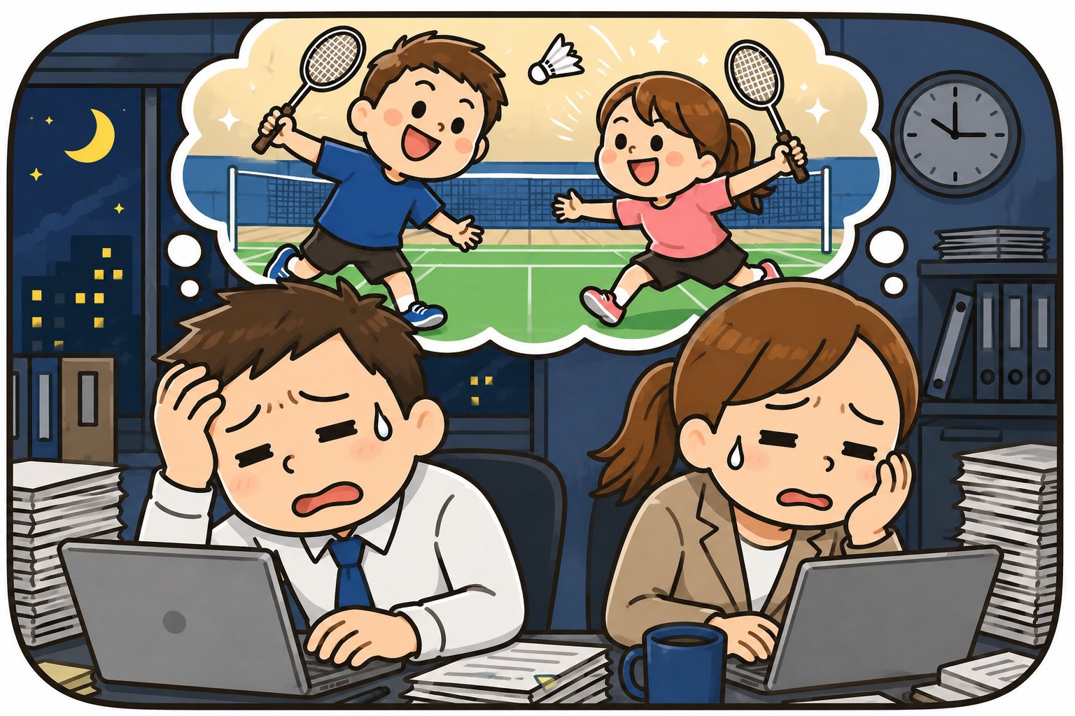 残業しないでバドミントン